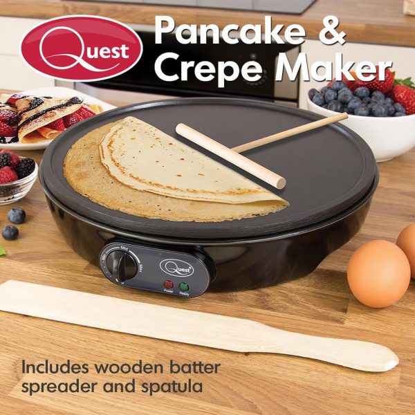 12" Quest Electric Pancake Maker, Crepe & Kisra Maker | Extra Large Cooking Surface | Non Stick - Image 3