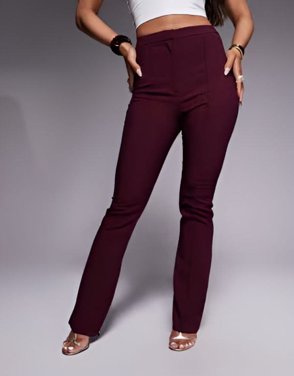 ASOS DESIGN Tailored Flare Suit Trousers - Plum