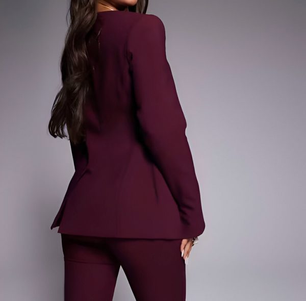 ASOS DESIGN Tailored High Neck Blazer - Plum - Image 2