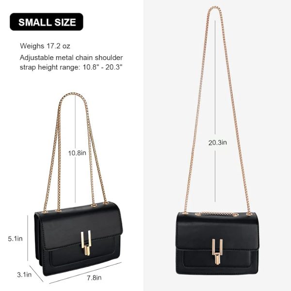 Top Band Faux Leather Crossbody Bag - Black - Image 4