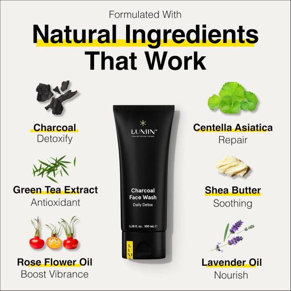 Lumin Men’s No-Nonsense Charcoal Cleanser/Face Wash - Image 3