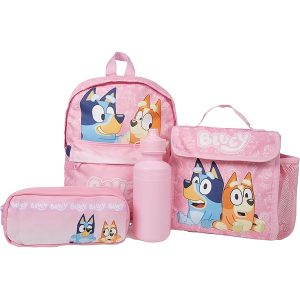 Bluey & Bingo Kids Backpack, Lunch Bag, Pencil Case & Water Bottle Set - Pink