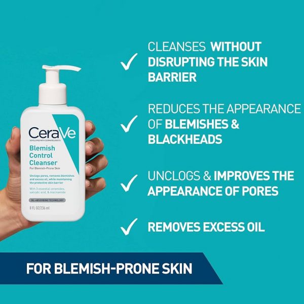 CeraVe Blemish Control Face Cleanser with 2% Salicylic Acid & Niacinamide for Blemish-Prone Skin - Image 3