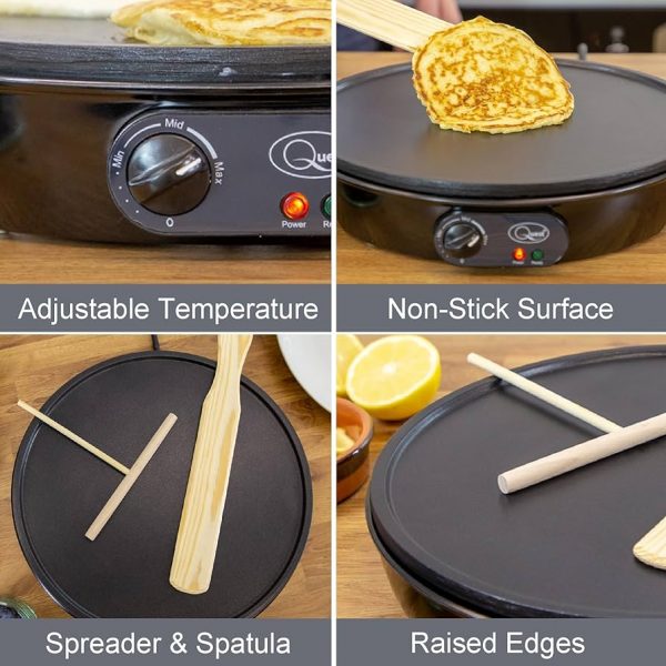 12" Quest Electric Pancake Maker, Crepe & Kisra Maker | Extra Large Cooking Surface | Non Stick - Image 2