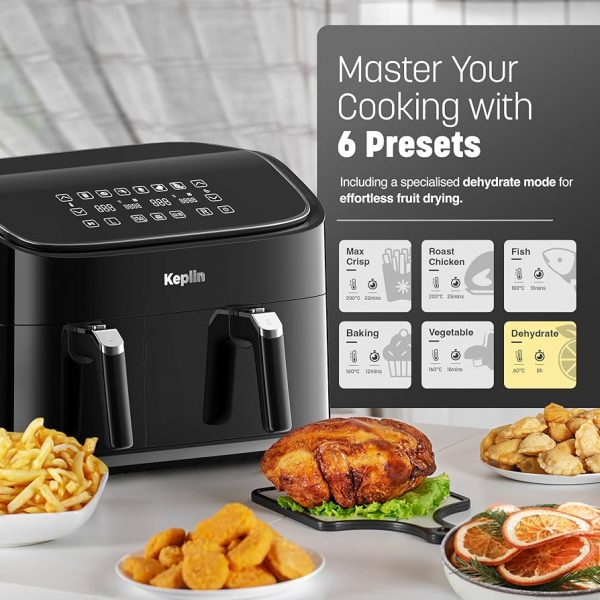 Keplin 9L Dual Zone Air Fryer - 2700W Energy-Saving Cooker with 6 Cooking Functions - Image 2