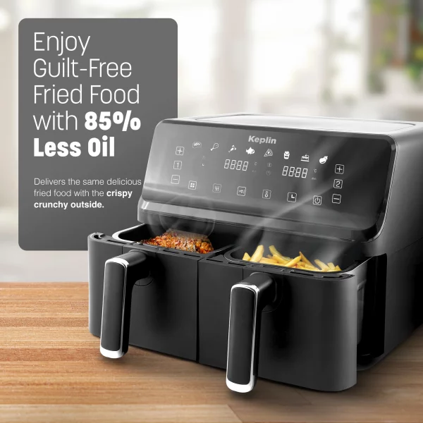 Keplin 9L Dual Zone Air Fryer - 2700W Energy-Saving Cooker with 6 Cooking Functions - Image 4