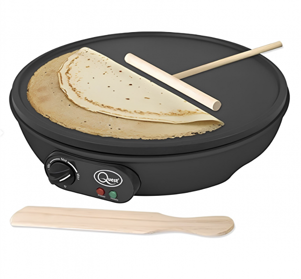 12" Quest Electric Pancake Maker, Crepe & Kisra Maker | Extra Large Cooking Surface | Non Stick