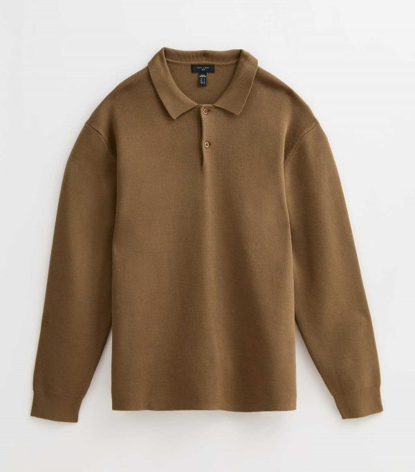 New Look Relaxed Fit Long Sleeve Button Polo Shirt - Image 5