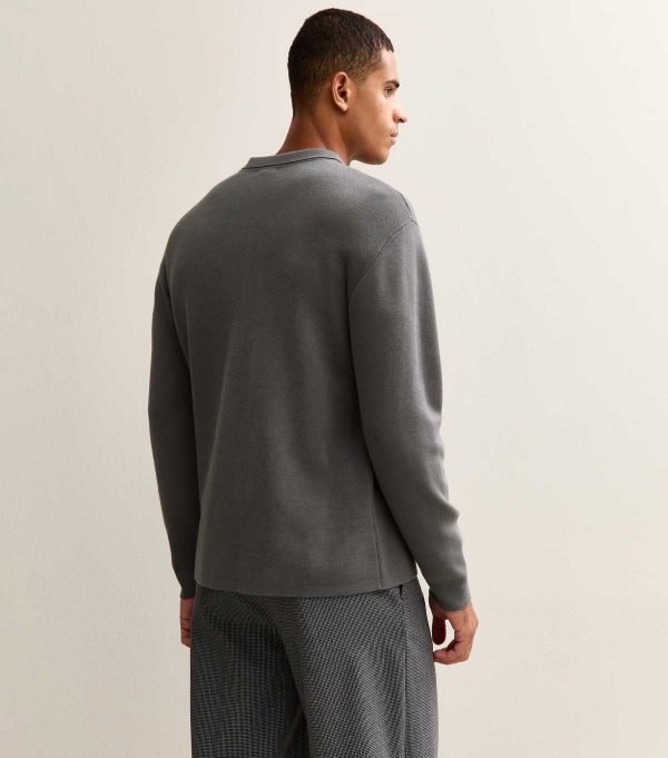 New Look Relaxed Fit Long Sleeve Button Polo Shirt - Image 4
