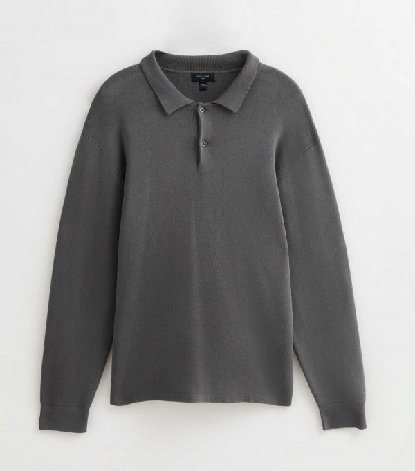 New Look Relaxed Fit Long Sleeve Button Polo Shirt - Image 3