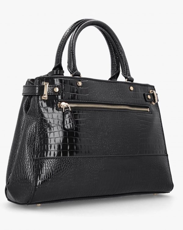 GUESS Silvye Luxury Black Moc Croc Satchel Bag - Image 2