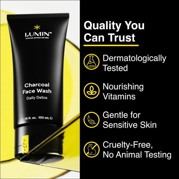 Lumin Men’s No-Nonsense Charcoal Cleanser/Face Wash - Image 2