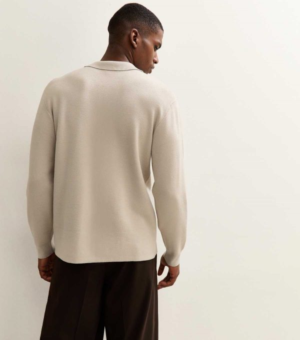 New Look Relaxed Fit Long Sleeve Button Polo Shirt - Image 2