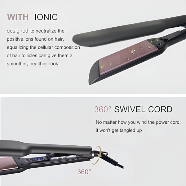 Ionic Hair Straighteners, 5.7cm Ceramic Wide Plate - Image 2